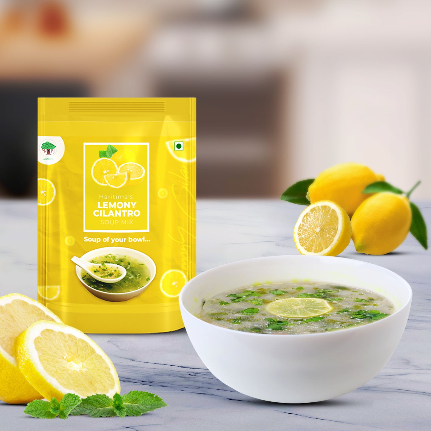 Lemony cilantro soup
